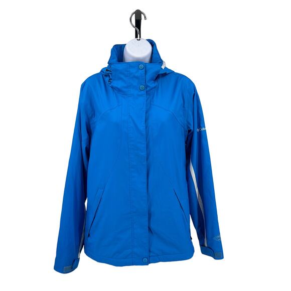 Columbia Sportswear Interchange Zip UP Jacket WMNS M Blue Hooded Hiking Outdoor - Picture 1 of 10